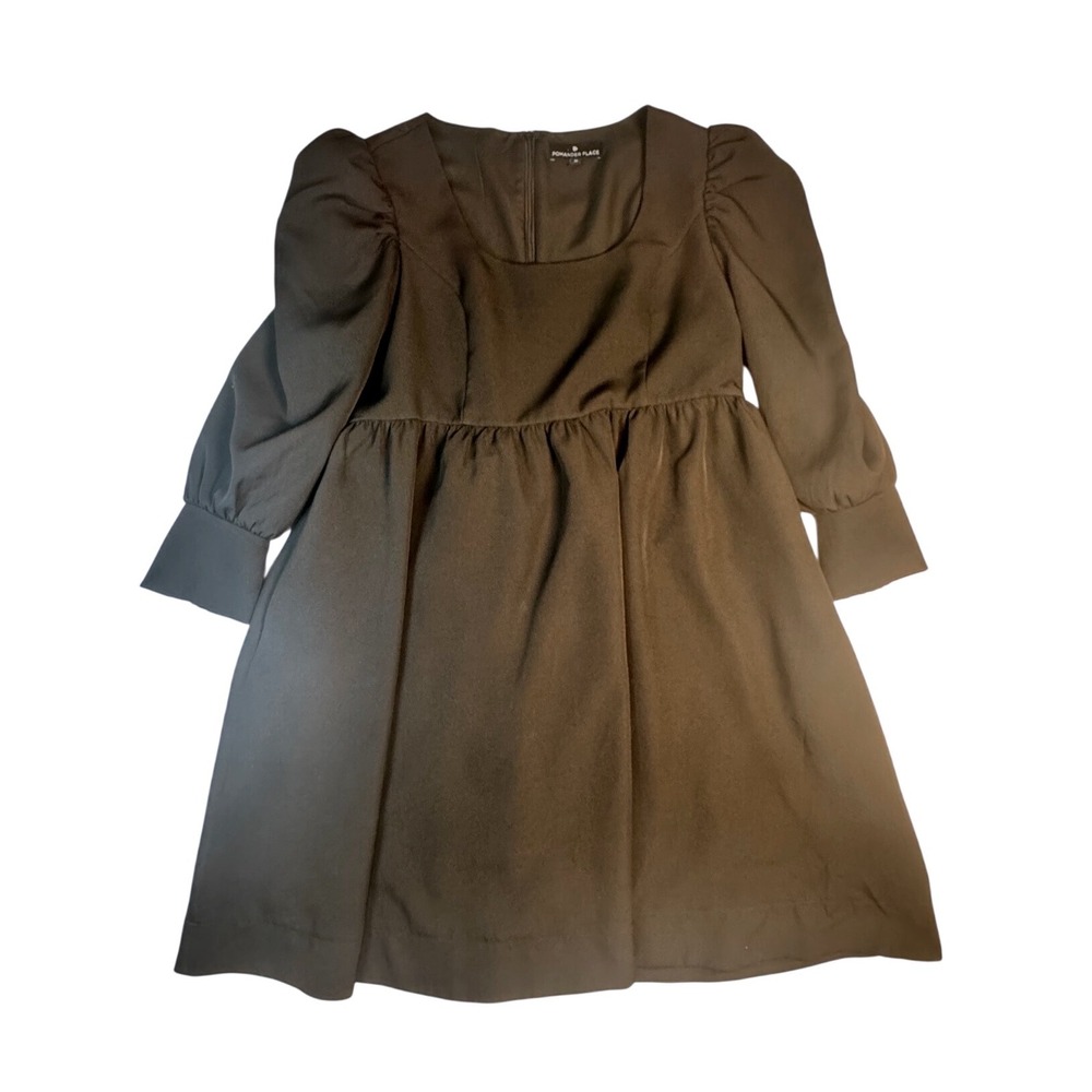 Pomander Place Womens Black Puff Sleeve Tuckernuck Babydoll Mini Dress Medium